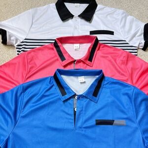 Stylish Men's Polo Shirt Set - Blue, Pink, and White